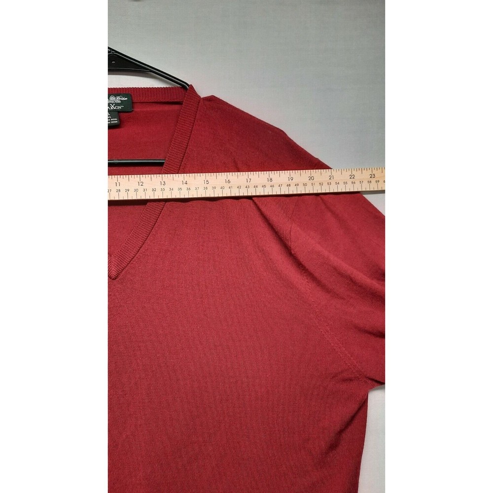Brooks Brothers  Saxxon Wool Sweater V Neck Pullover Burgandy Mens XL - Picture 4 of 8